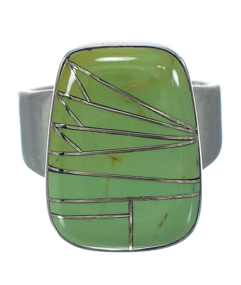 Southwestern Turquoise Inlay Genuine Sterling Silver Jewelry Ring Size 6-1/4 WX63174
