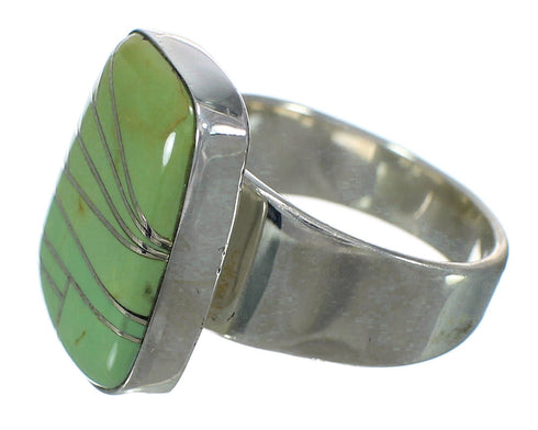 Southwestern Turquoise Inlay Genuine Sterling Silver Jewelry Ring Size 6-1/4 WX63174