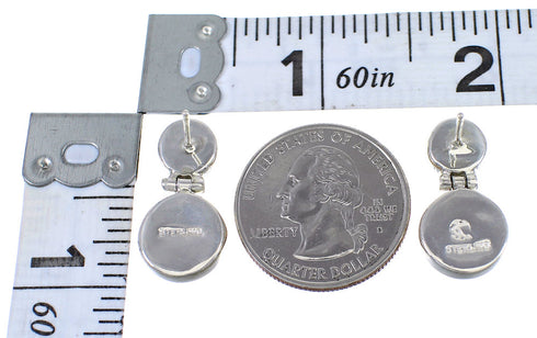 Southwest Turquoise Opal Genuine Sterling Silver Post Dangle Earrings RX66516