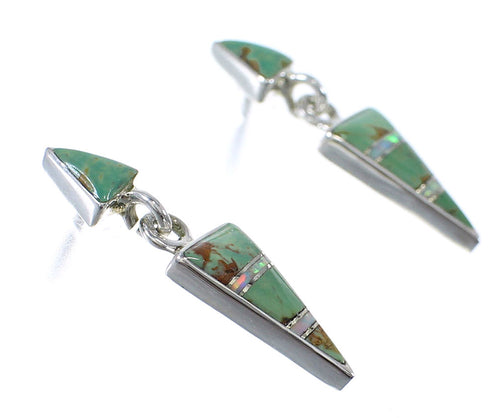 Turquoise Opal Genuine Sterling Silver Southwestern Post Dangle Earrings RX66524