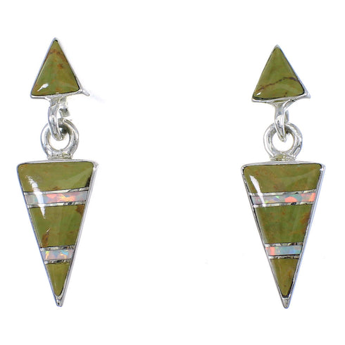 Authentic Sterling Silver Turquoise And Opal Post Dangle Earrings RX66527