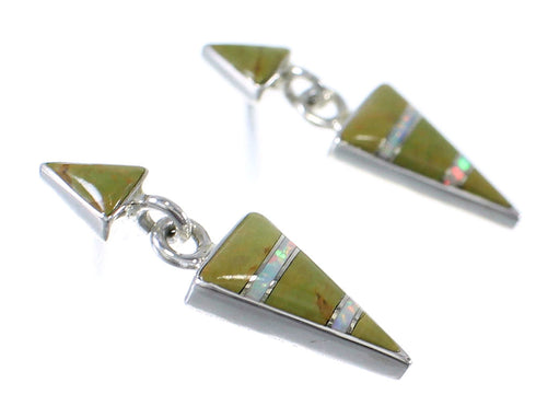 Authentic Sterling Silver Turquoise And Opal Post Dangle Earrings RX66527