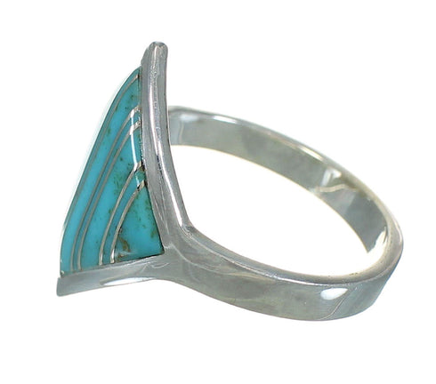 Southwest Turquoise Sterling Silver Jewelry Ring Size 8-1/4 YX70561