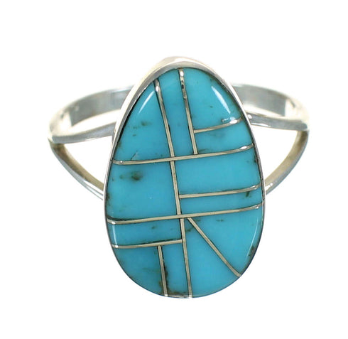 Southwest Turquoise And Authentic Sterling Silver Jewelry Ring Size 5-3/4 YX70615