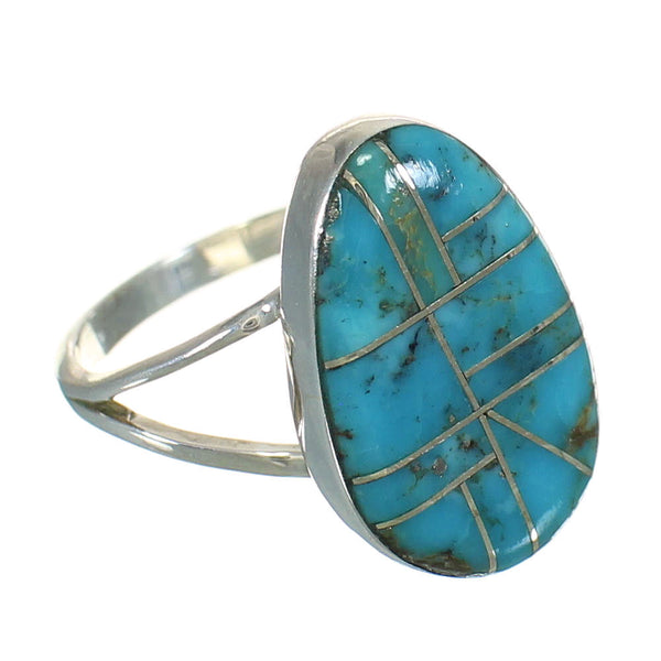 Southwest Authentic Sterling Silver And Turquoise Jewelry Ring Size 6-1/2 YX70627