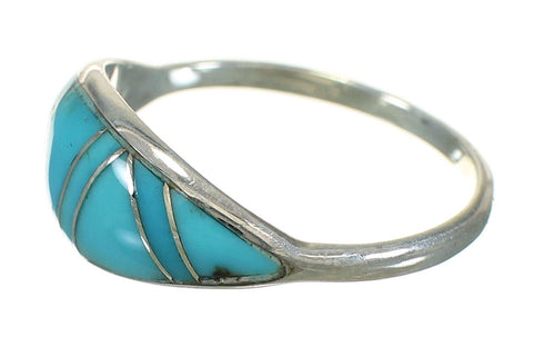 Silver Turquoise Inlay Southwest Ring Size 5-3/4 YX70647