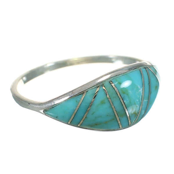 Silver And Turquoise Inlay Southwest Ring Size 5-3/4 YX70665