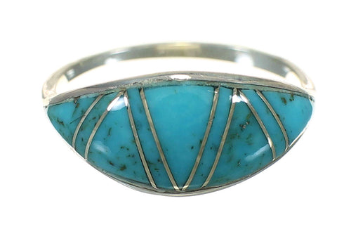 Genuine Sterling Silver And Turquoise Inlay Southwest Ring Size 5-1/4 YX70670