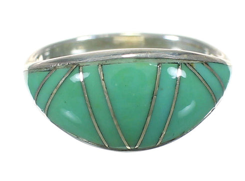 Turquoise Inlay And Silver Southwest Ring Size 4-3/4 YX70678