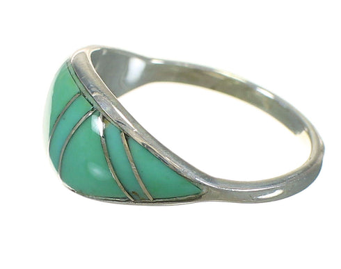 Turquoise Inlay And Silver Southwest Ring Size 4-3/4 YX70678