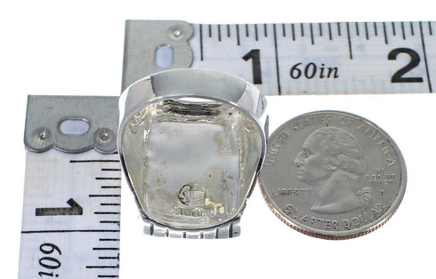 Sterling Silver And Turquoise Inlay Jewelry Ring Size 9-1/4 VX62676