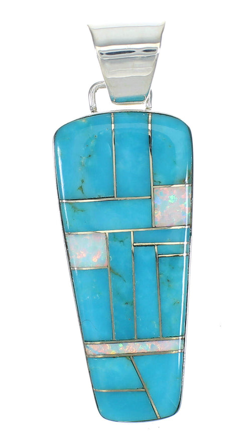 Turquoise And Opal Genuine Sterling Silver Southwest Pendant WX63569