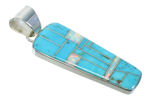 Turquoise And Opal Genuine Sterling Silver Southwestern Pendant WX63572