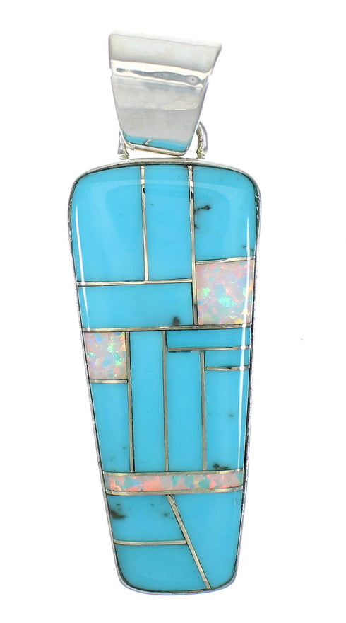 Turquoise And Opal Sterling Silver Southwestern Pendant WX63573