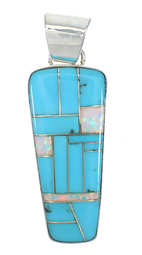 Turquoise And Opal Sterling Silver Southwestern Pendant WX63573