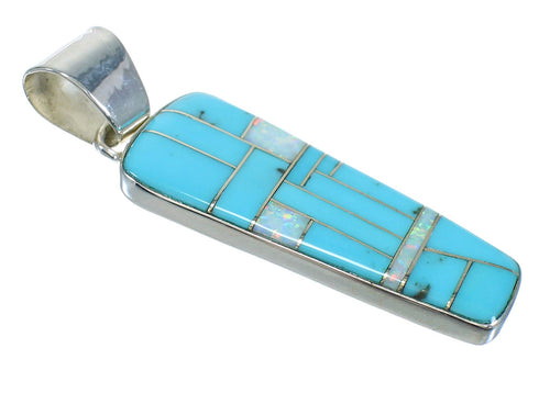 Turquoise And Opal Sterling Silver Southwestern Pendant WX63573