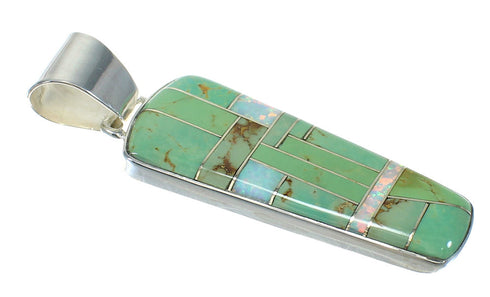 Southwestern Turquoise And Opal Authentic Sterling Silver Pendant WX63581