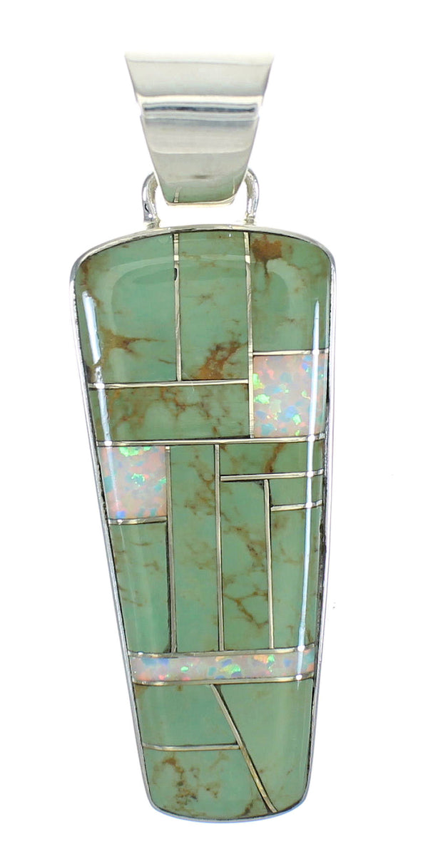 Authentic Sterling Silver Turquoise And Opal Southwestern Pendant WX63597