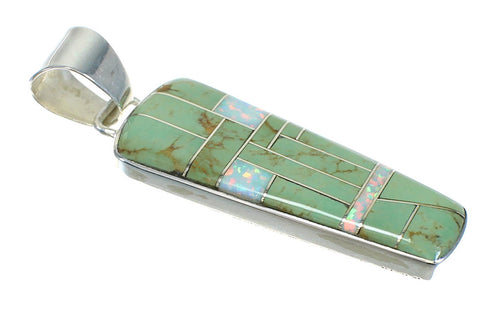 Authentic Sterling Silver Turquoise And Opal Southwestern Pendant WX63597