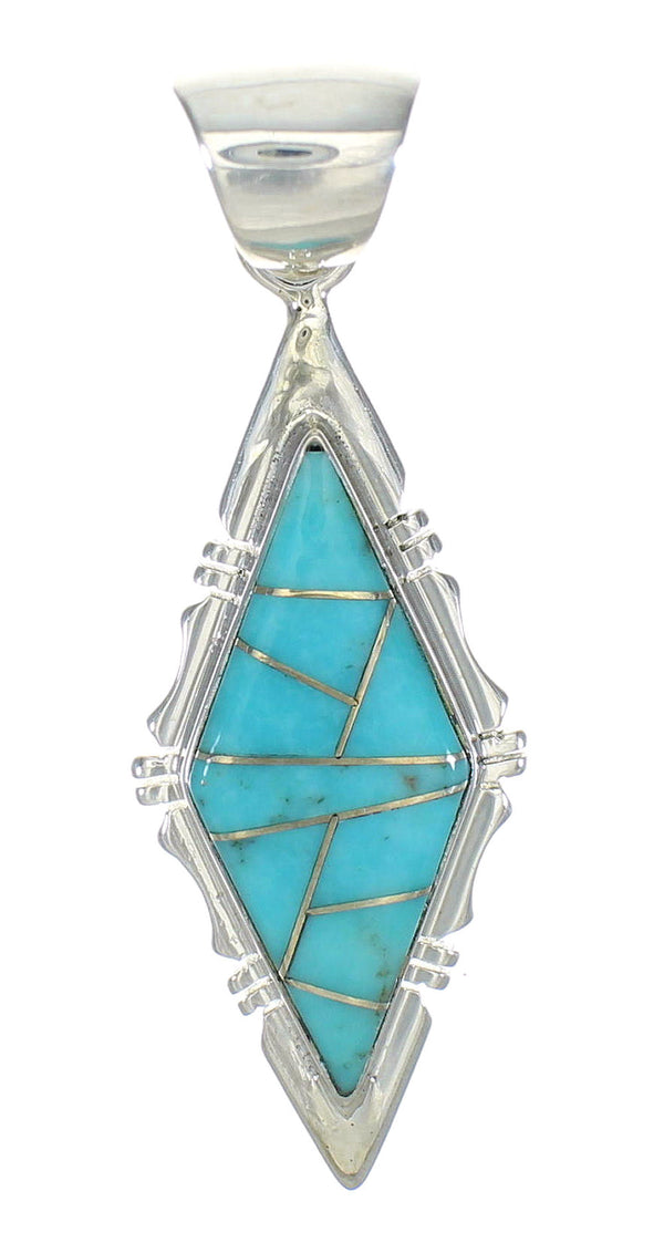 Genuine Sterling Silver Turquoise Inlay Jewelry Pendant MX63091