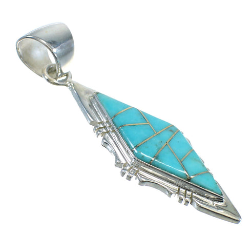 Genuine Sterling Silver Turquoise Inlay Jewelry Pendant MX63091