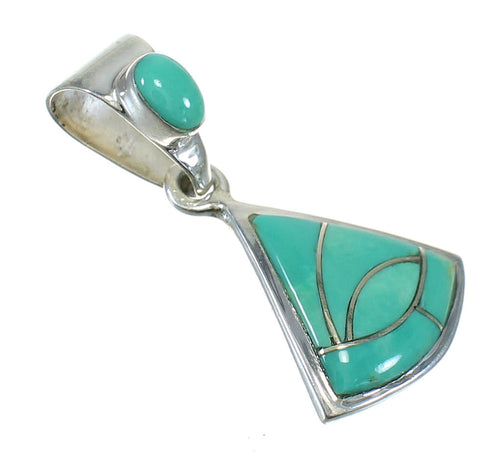Turquoise Inlay Southwest Sterling Silver Pendant MX63171