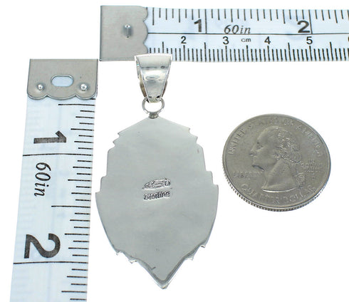Southwest Multicolor Native American Village Design Silver Pendant MX64194