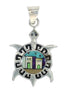 Native American Village Design Sterling Silver Multicolor Inlay Turtle Pendant MX64298