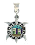 Silver Turtle Native American Village Or Pueblo Design Multicolor Pendant MX64293