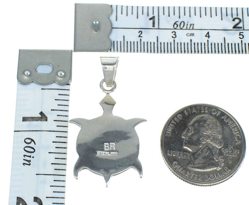 Southwest Multicolor Native American Pueblo Design Silver Turtle Pendant MX64310