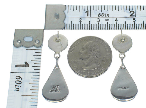 Authentic Sterling Silver Turquoise Post Dangle Earrings MX63325