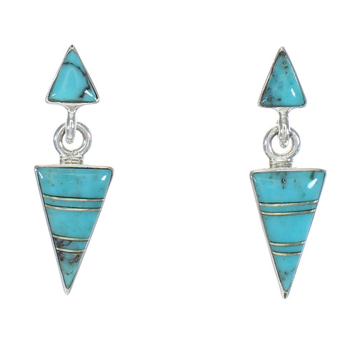 Sterling Silver Turquoise Inlay Post Dangle Earrings MX63354