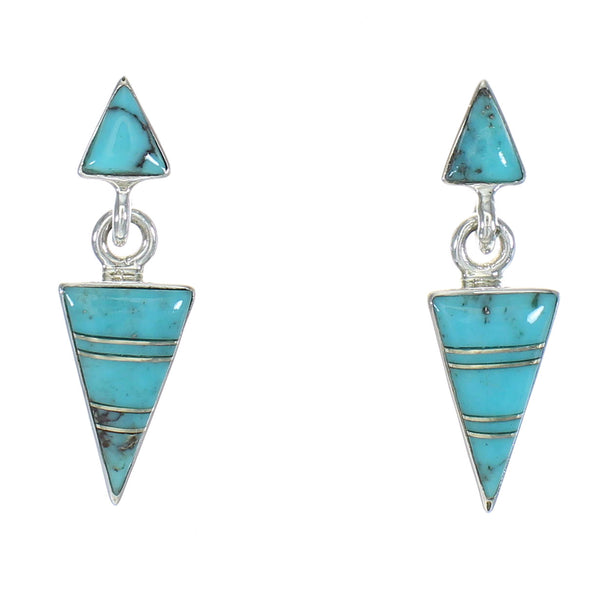 Sterling Silver Turquoise Inlay Post Dangle Earrings MX63354