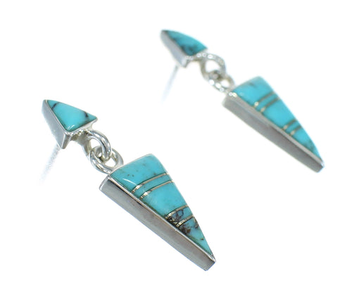 Sterling Silver Turquoise Inlay Post Dangle Earrings MX63354