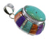 Multicolor Inlay Sterling Silver Slide Pendant VX64450