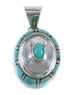 Genuine Sterling Silver Turquoise And Opal Slide Pendant VX64454