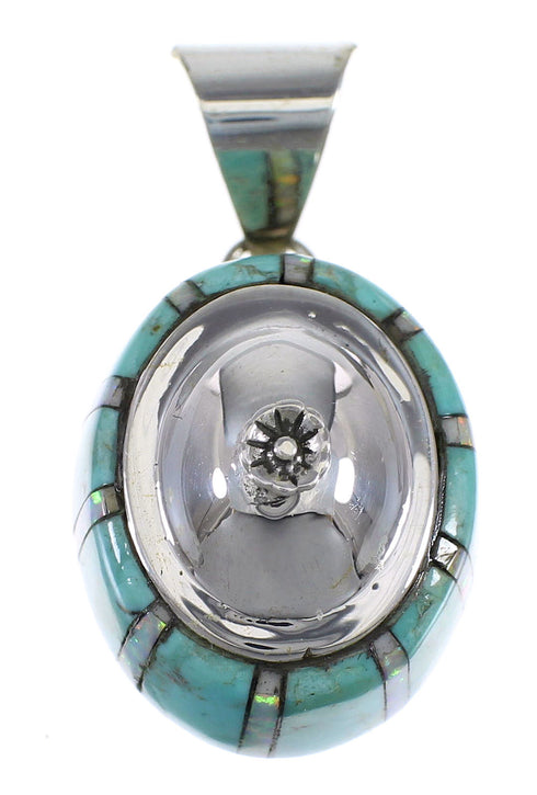 Authentic Sterling Silver Turquoise And Opal Slide Pendant VX64455