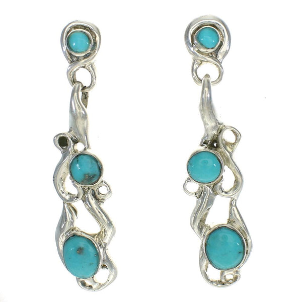 Turquoise Silver Jewelry Post Dangle Earrings MX63441