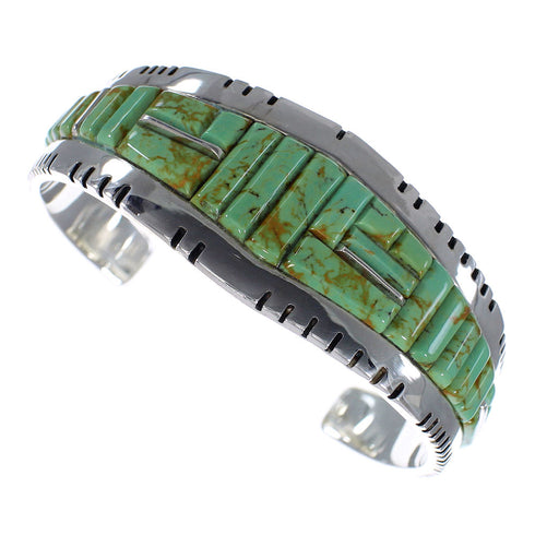 Southwest Sterling Silver Turquoise Heavy Bracelet VX63337