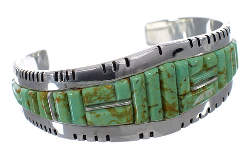 Southwest Sterling Silver Turquoise Heavy Bracelet VX63337