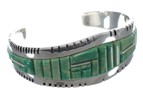Southwest Sterling Silver Turquoise Inlay Heavy Bracelet VX63369