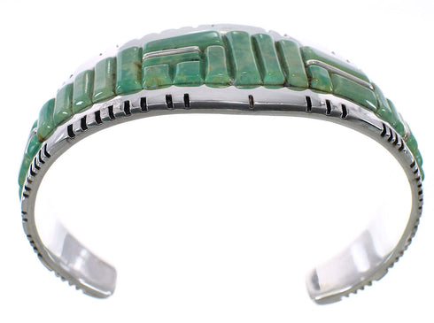 Southwest Sterling Silver Turquoise Inlay Heavy Bracelet VX63369