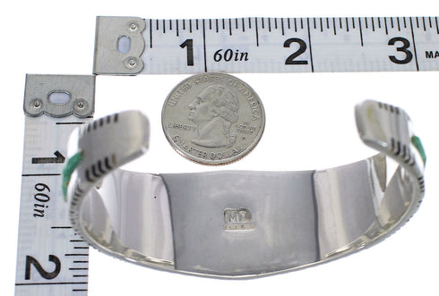 Southwest Sterling Silver Turquoise Inlay Heavy Bracelet VX63369