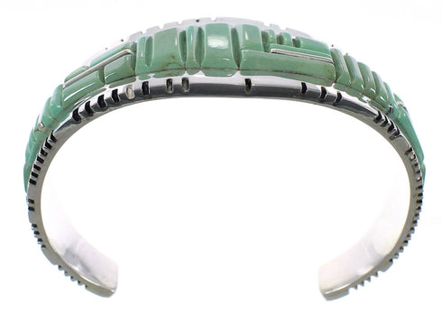 Southwest Genuine Sterling Silver Turquoise Inlay Heavy Bracelet VX63466