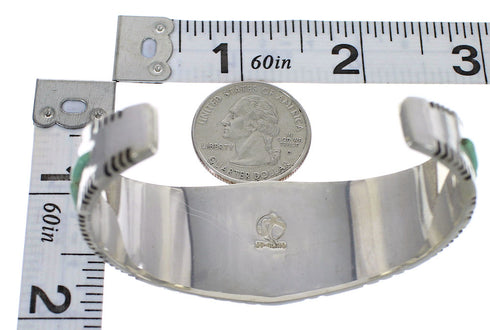 Southwest Genuine Sterling Silver Turquoise Inlay Heavy Bracelet VX63466