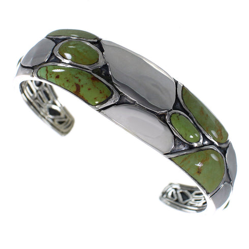 Southwest Sterling Silver Turquoise Inlay Cuff Bracelet Jewelry VX63338