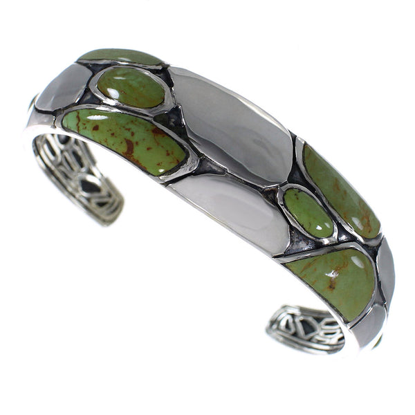 Southwest Sterling Silver Turquoise Inlay Cuff Bracelet Jewelry VX63338