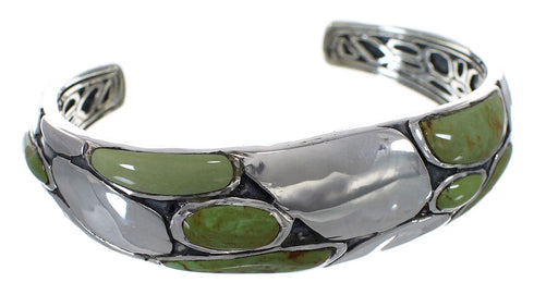 Southwest Sterling Silver Turquoise Inlay Cuff Bracelet Jewelry VX63338