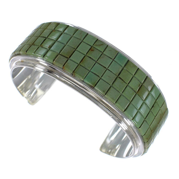 Substantial Sterling Silver Turquoise Inlay Cuff Bracelet Jewelry VX63350