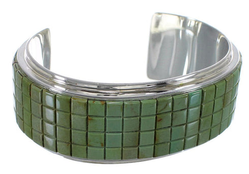 Substantial Sterling Silver Turquoise Inlay Cuff Bracelet Jewelry VX63350